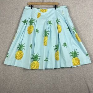 RSVP by Talbots Pineapple Pleated A-Line Skirt Womens Size 18W Novelty Print